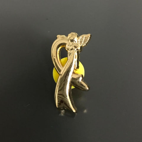Gold Ribbon Angel Lapel Pin
