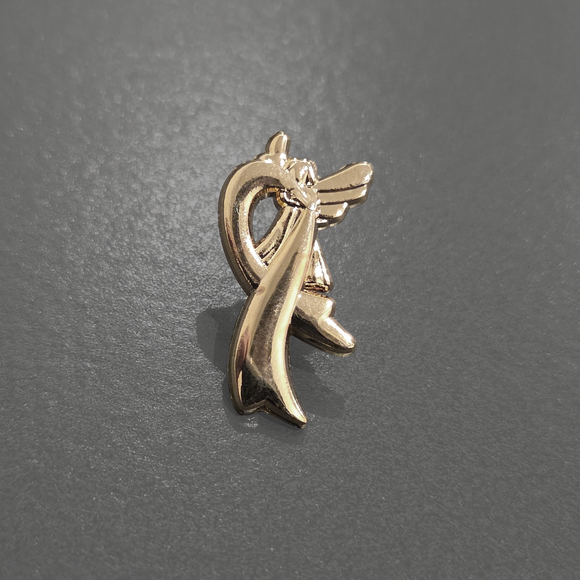 Gold Ribbon Angel Lapel Pin