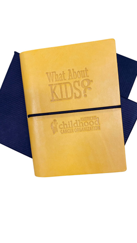 'What About Kids?' Gold Italian Leather Pocket Journal