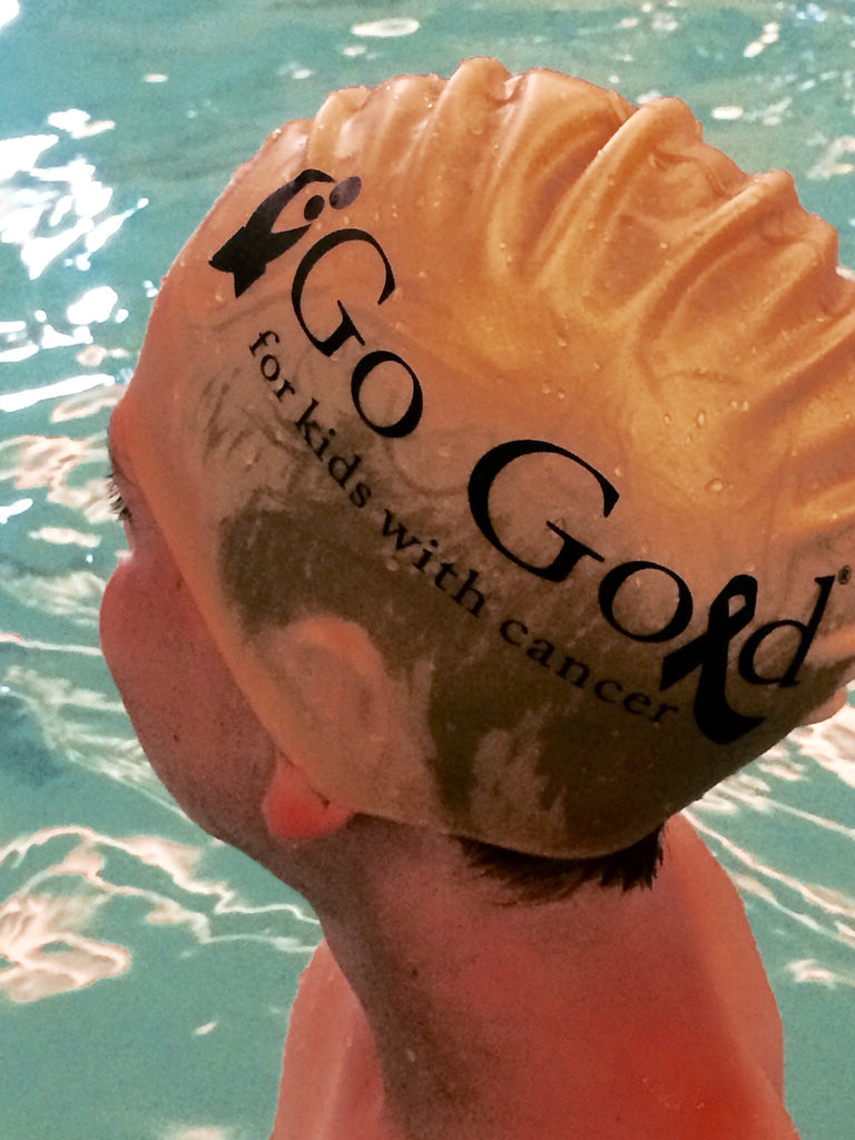 Go Gold for Kids with Cancer Silicone Swim Cap